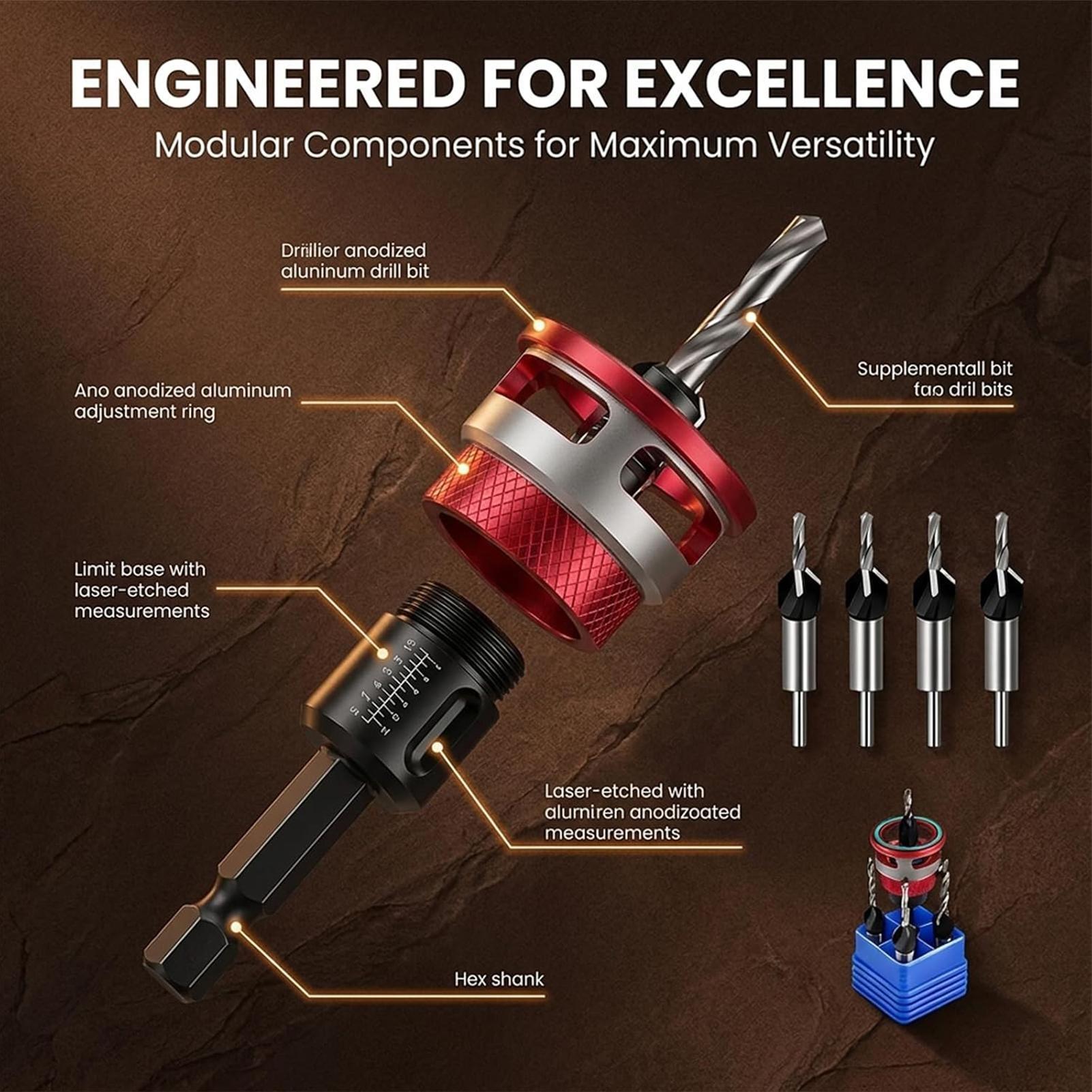 Woodworking Drill - Conjunto de brocas para fazer rebaixos