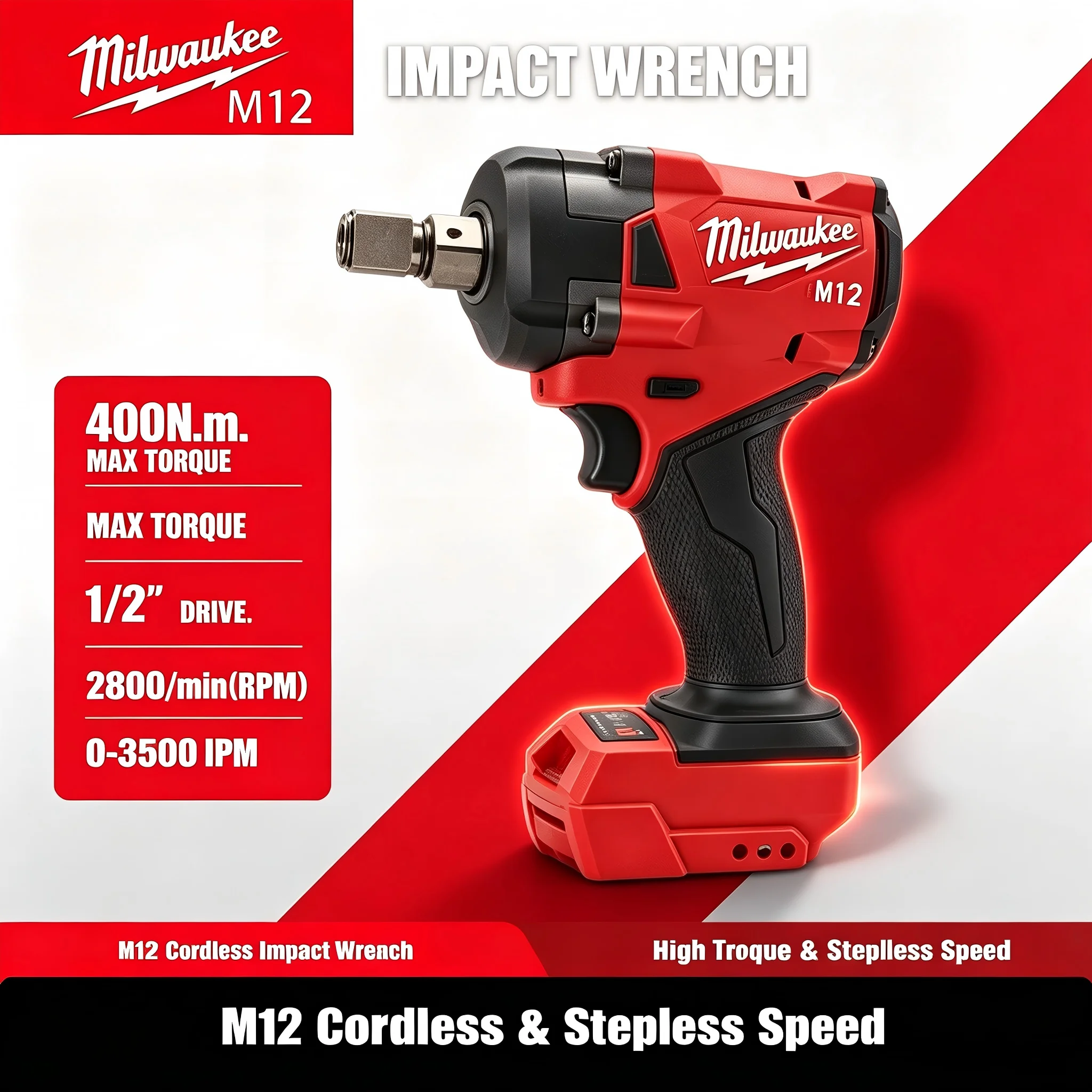 Milwaukee Drill M12 Fuel - Chave de Impacto Elétrica Sem Escovas