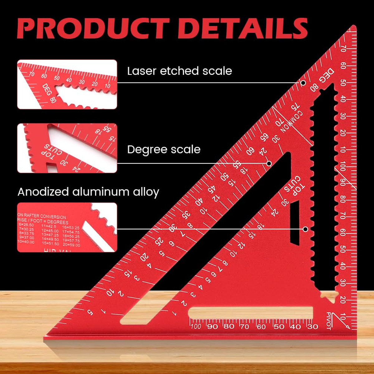 Régua Triangular de Alta Preci - Woodworking Product avaliação e preço